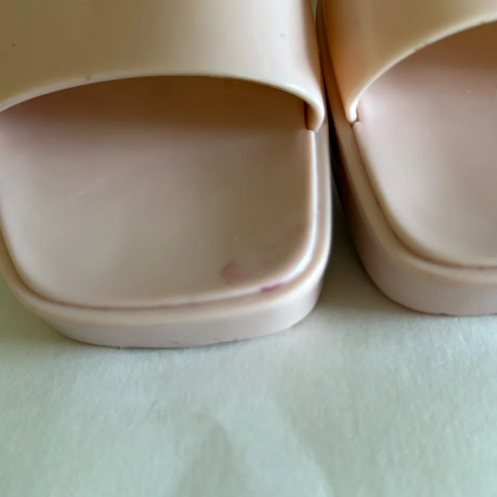 Soft pink block heel slip on platform summer slides size 8